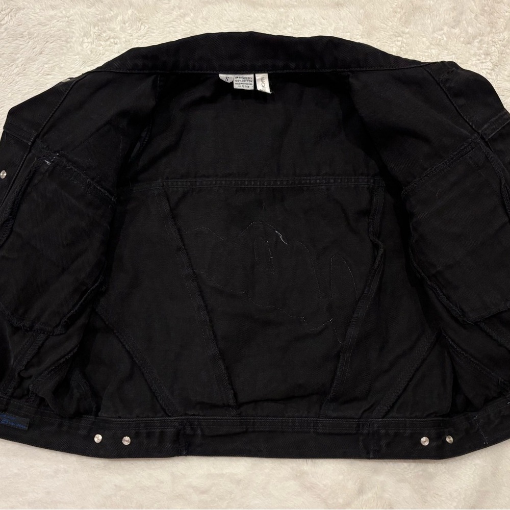 Vintage 80s/90s LA Gear Black Cropped Denim Jacket - Varsity Style - Size Small - Picture 6 of 10